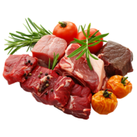 Meat in its raw state on isolated transparent background png