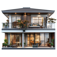 Duplex house on isolated transparent background png