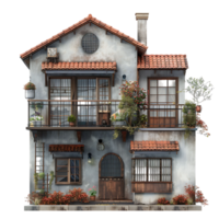 Duplex house on isolated transparent background png