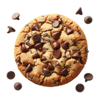 chocolate chips on cookie on transparent Background png