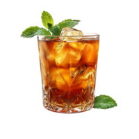 Cold drink with mint leaves on transparent Background png