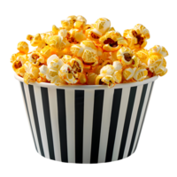 Popcorn in striped bag on transparent Background png