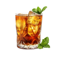 Cold drink with mint leaves on transparent Background png