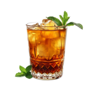Cold drink with mint leaves on transparent Background png