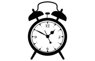 Alarm Clock Silhouette with a bell on legs Illustration. vector