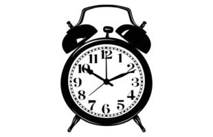 Alarm Clock Silhouette with a bell on legs Illustration. vector