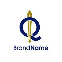 Modern Initial Q Sword Logo vector