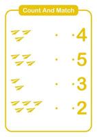 Count and match object paper plane for kids and preschool - Education worksheet vector