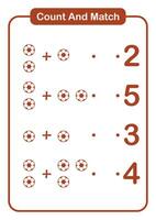 Count and match object ball for kids and preschool - Education worksheet vector