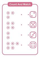 Count and match object ball for kids and preschool - Education worksheet vector