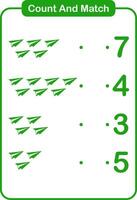 Count and match object paper plane for kids and preschool - Education worksheet vector