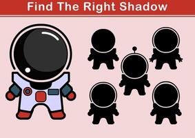 find the right shadow of astronaut vector