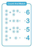 Count and match object ball for kids and preschool - Education worksheet vector