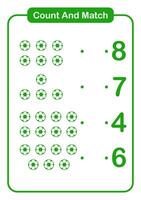 Count and match object ball for kids and preschool - Education worksheet vector