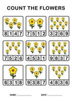 Printable worksheet Number count sunflower for Kindergarten and Preschool, Printing size A4 vector