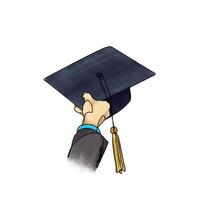 A hand holding the graduation hat with white background, graduation hat with tassel vector