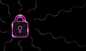 Cyber security concept. Locks on technology and dark background. Hacker protection and viruses on the Internet. vector