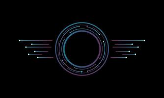 Hi-tech circle with a rectangular shapes on black abstract background. Futuristic communication and connection concept. cyberspace, and digital innovation vector