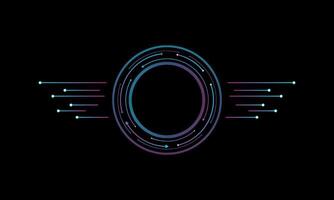 Hi-tech circle with a rectangular shapes on black abstract background. Futuristic communication and connection concept. cyberspace, and digital innovation vector