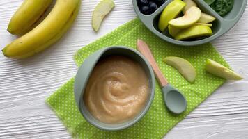 Healthy baby food in bowl video