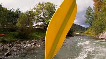 Rafting on a mountain river. Extreme sport video