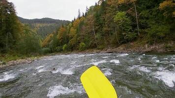 Flott på en berg flod. extrem sport video