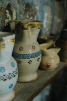 Vintage jars in a basement. Old jugs. S photo