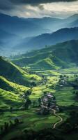 mountain scenery in one of the green countrysides photo