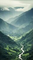 mountain scenery in one of the green countrysides photo