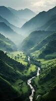 montaña paisaje en uno de el verde afueras foto