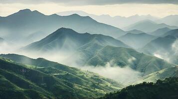 mountain scenery in one of the green countrysides photo