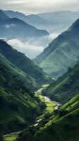 mountain scenery in one of the green countrysides photo