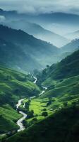 mountain scenery in one of the green countrysides photo