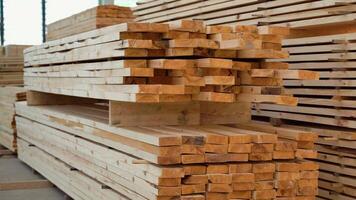 Wooden boards, lumber, industrial wood, timber. Pine wood timber video