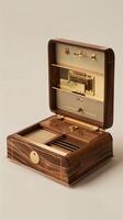 A unique, artisanal music box that combines bespoke craftsmanship with automated melody programming for personalized tunes photo