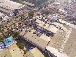 The impact of the natural disaster of a typhoon that hit the Rancakek area and the Sumedang border on February 21 2024, Indonesia. Shot from a drone flying 200 meters high photo