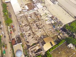 The impact of the natural disaster of a typhoon that hit the Rancakek area and the Sumedang border on February 21 2024, Indonesia. Shot from a drone flying 200 meters high photo