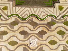 Top view beautiful wavy floor pattern in city park. Textured Background floor pattern. Aerial photography. Textured details. Shot from a flying drone photo