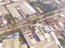 The impact of the natural disaster of a typhoon that hit the Rancakek area and the Sumedang border on February 21 2024, Indonesia. Shot from a drone flying 200 meters high photo