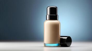 Elegant Beige Foundation Pump Bottle with Sleek Black Cap - Beauty Product Photography photo