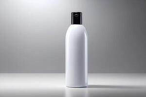 Sleek White Skincare Bottle - Minimalist Luxury Cosmetic Product Mockup photo