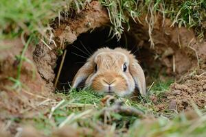 A cute Holland Lop bunny with fluffy cheeks photo