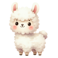 watercolor graphics cute white llama png