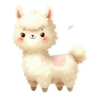 watercolor graphics cute white llama png