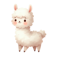 watercolor graphics cute white llama png