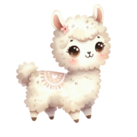 watercolor graphics cute white llama png