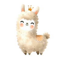 watercolor graphics cute white llama png