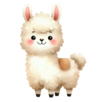 watercolor graphics cute white llama png