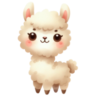 watercolor graphics cute white llama png