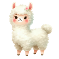 watercolor graphics cute white llama png